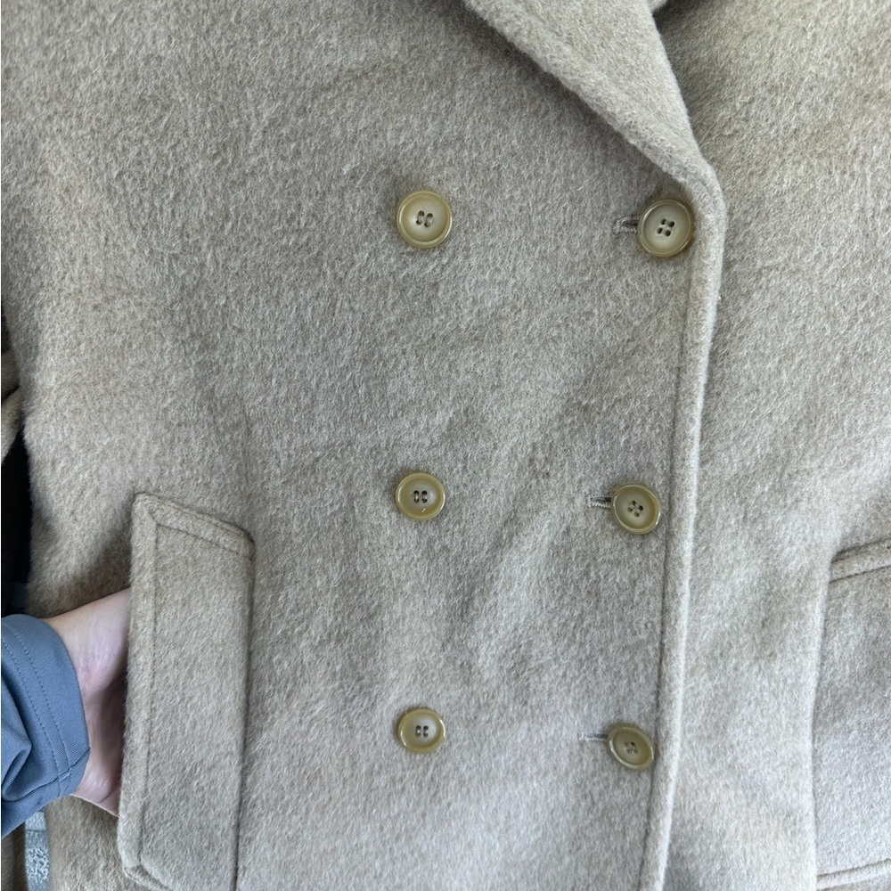 Vintage Pendleton Tan Belted Wool Winter Trench Coat Size Medium - Picture 4 of 6